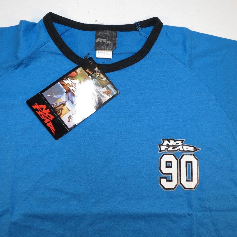 VINTAGE 1990s 90s Deadstock NO FEAR SURF SKATE CALI RINGER TEE T SHIRT Mens S